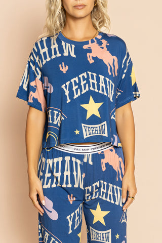 Pajama Crop Top "PAS MON PREMIER RODEO"