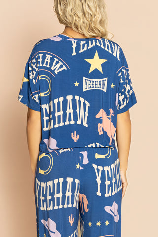 Pajama Crop Top "PAS MON PREMIER RODEO"