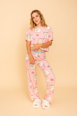 Pajama Crop Top "WANNA BE FRIEND"