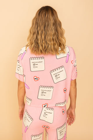 Pajama Crop Top "WANNA BE FRIEND"