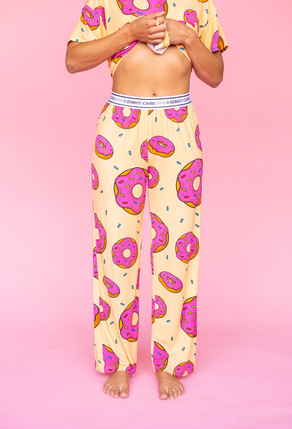 Pantalon Pyjama Évasé "I DONUT CARE"