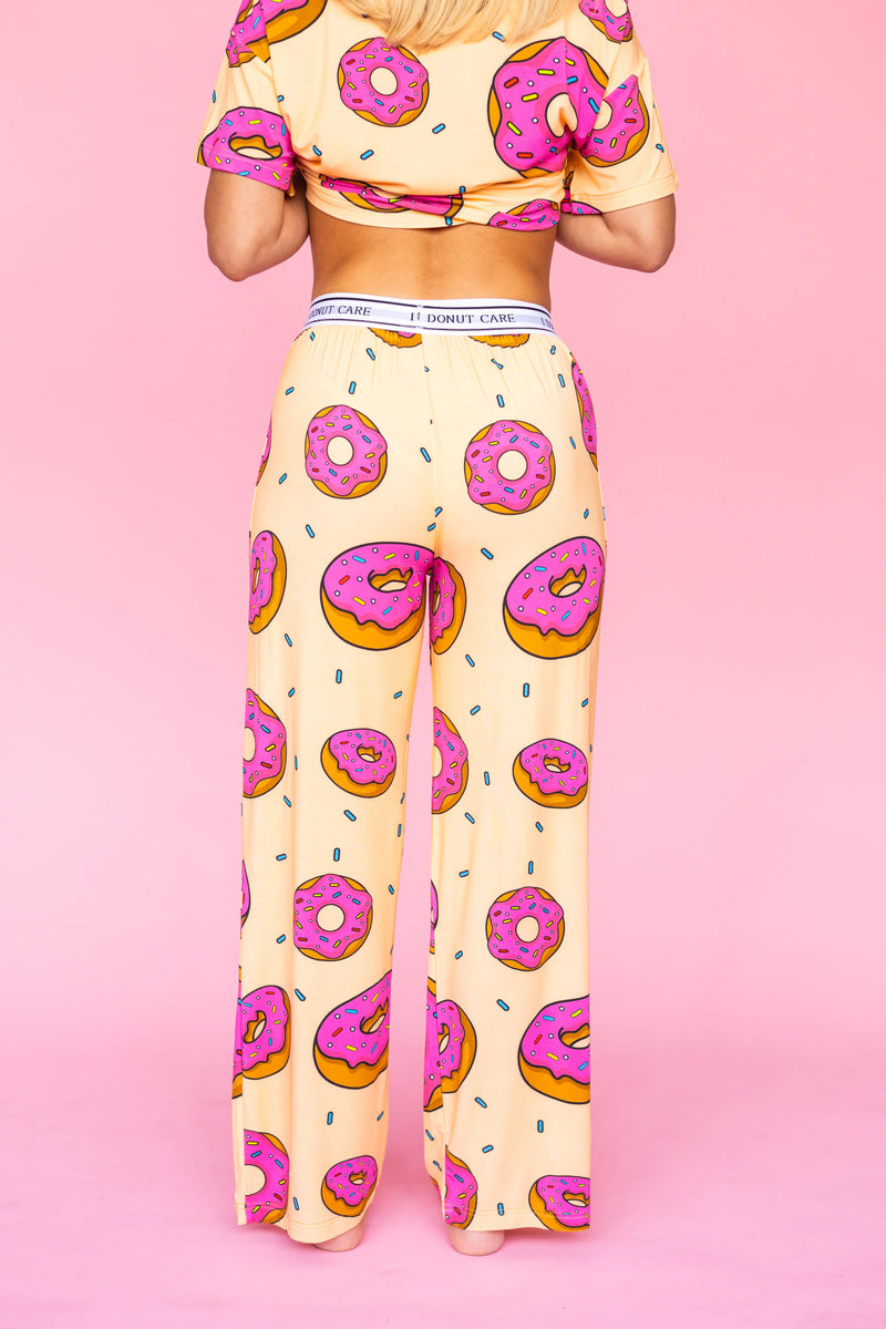 Pantalon Pyjama Évasé "I DONUT CARE"