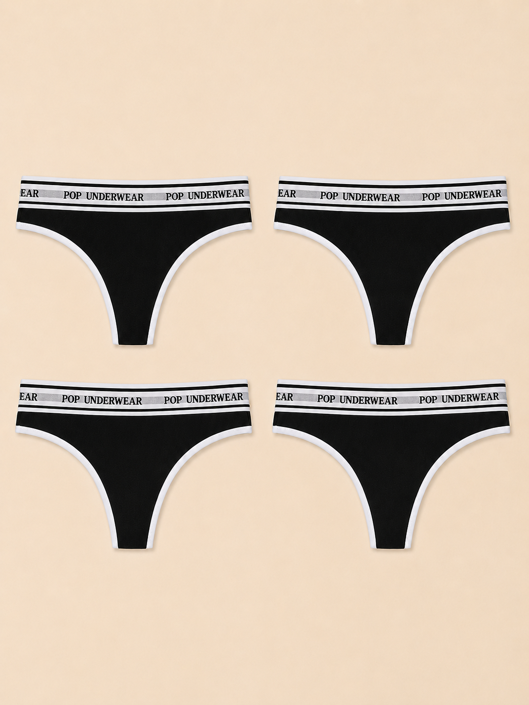 String Mini "NOIR" – Pack de 4